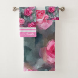 Schöne, beliebte Wasserfarben Rosengarten Sammlung Badhandtuch Set