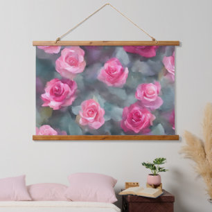 Schöne, beliebte Wasserfarben Rosengarten Sammlung Wandteppich Mit Holzrahmen