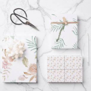 schöne, bemalte, weiche Blume Geschenkpapier Set