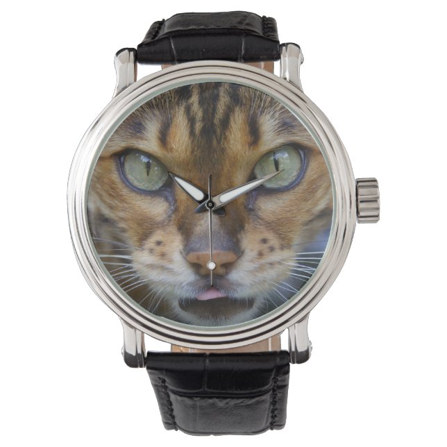 Schöne Bengalische Katze Armbanduhr (Vorderseite)