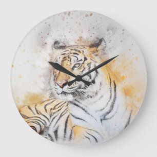 Schöne Bengalische Tigermalerei Große Wanduhr