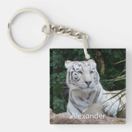 Schöne Bengalische White Tiger Fotografie Schlüsselanhänger