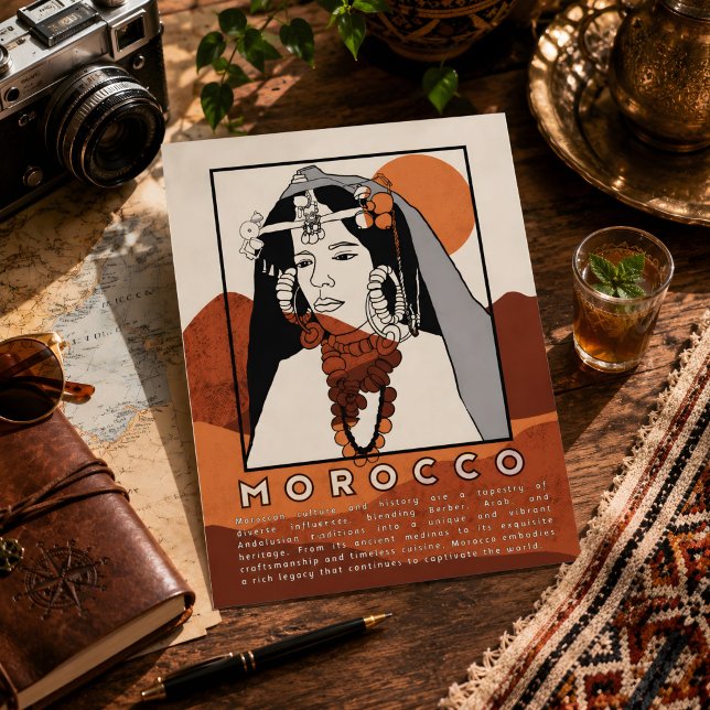 Schöne Berber Frau in Marrakesch Marokko Postkarte (Morocco's Postcard. )