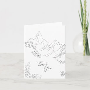 Schöne Berge, Blumen und Zweige Dankeskarte