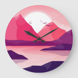 Schöne Berglandschaft Große Wanduhr