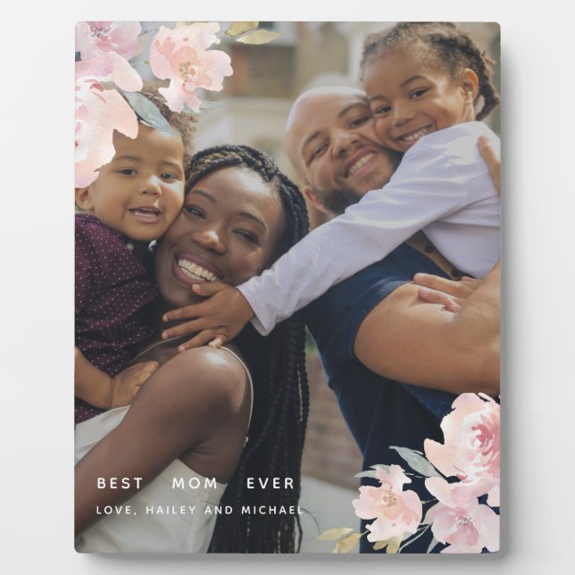 Schöne, beste Mama je Blush Blumenbeete Foto Fotoplatte (Vorderseite)