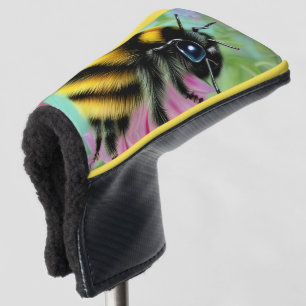 Schöne Biene auf einer rosa Blume Nah Golf Headcover