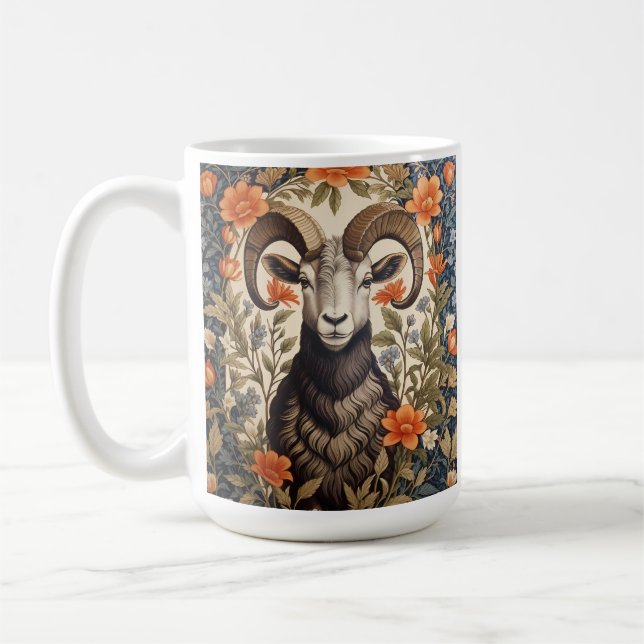 Schöne Big Horn Schafe William Morris Inspiriert Kaffeetasse (Links)