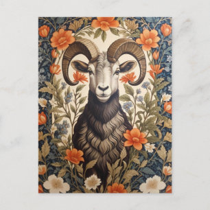 Schöne Big Horn Sheep, inspiriert von William Morr Postkarte