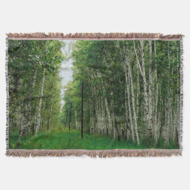 Schöne Birch Tree Wald Kunst Decke (Vorderseite)