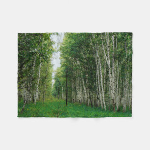 Schöne Birch Tree Wald Kunst Fleecedecke
