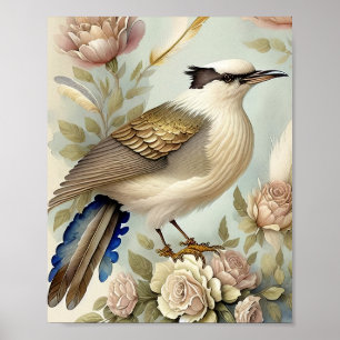 Schöne Bird Print Feathers Soft Neutrals Rose Poster