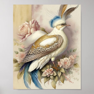 Schöne Bird Print Feathers Soft Neutrals Rose Poster