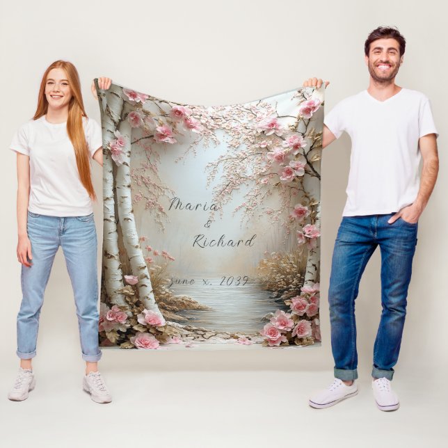 Schöne Birkbäume Fluss Country Fleecedecke (Beispiel)