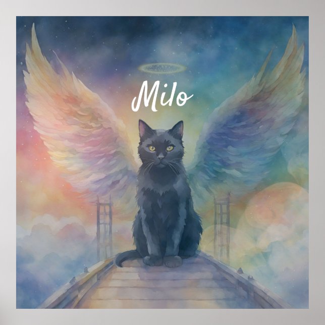 Schöne Black Cat Art Pet Memorial Geschenk Poster (Vorne)
