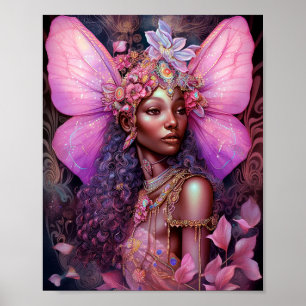 Schöne Black Fairy Girl Fantasy Kunst, Dichtung un Poster