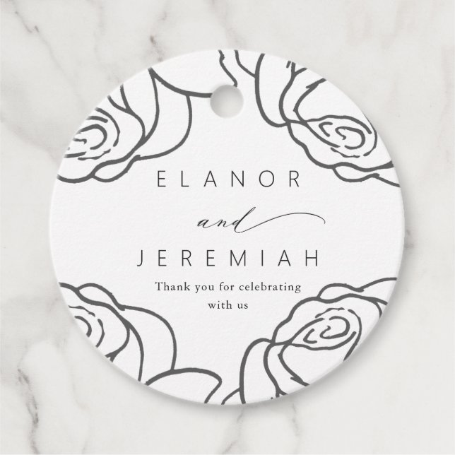 Schöne Black Floral Wedding Vielen Dank Geschenkanhänger (Vorderseite)