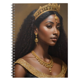 Schöne Black Queen trägt Goldkrone Notizblock