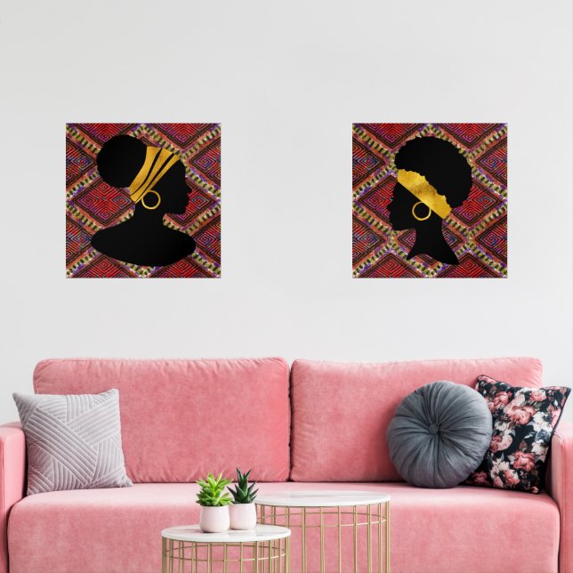 Schöne Black Women Silhouetten Ethnic Style Bilderwand Sets (Wohnzimmer)