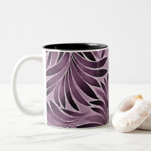 Schöne Blätter in Eggplant Lila Zweifarbige Tasse