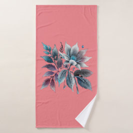 schöne Blätter und Blumen Badehandtuch