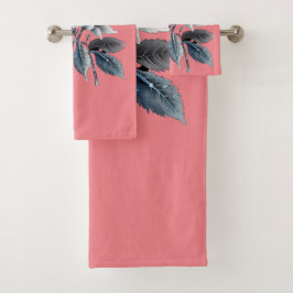 schöne Blätter und Blumen Badhandtuch Set
