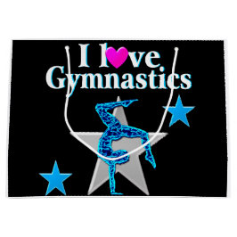 SCHÖNE BLAU- UND SILBERGYMNASTIK-DESIGN GROßE GESCHENKTÜTE