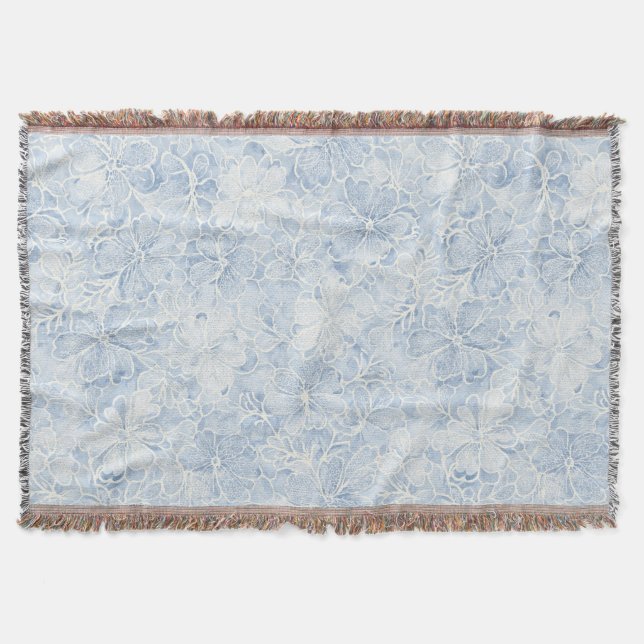 Schöne blau-weiße Blumen   Decke (Vorderseite)
