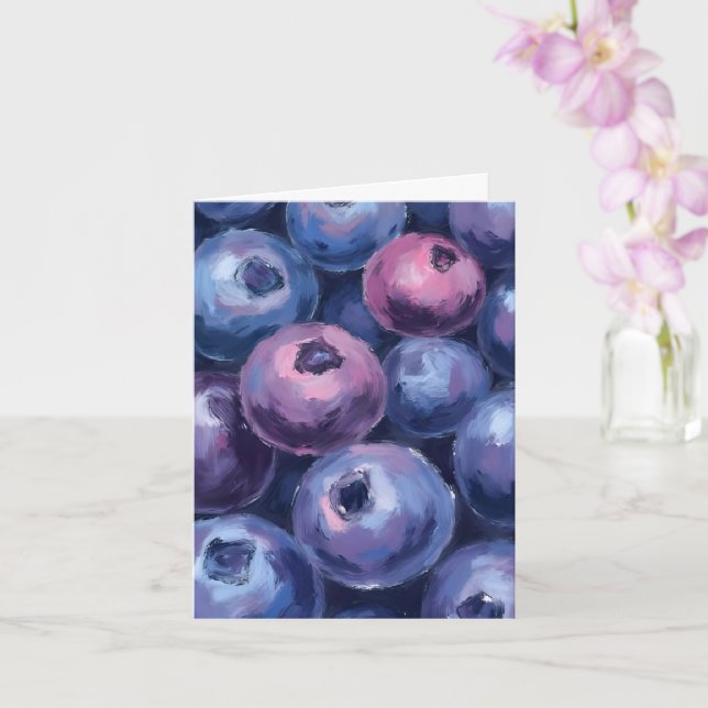 Schöne Blaubeeren | Obstmalerei Karte (Orchidee)