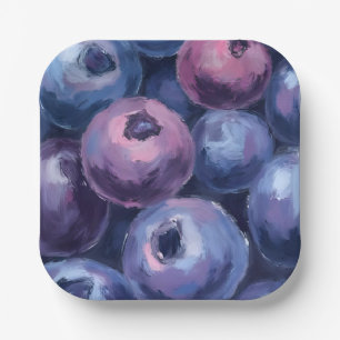 Schöne Blaubeeren Obstmalerei Pappteller