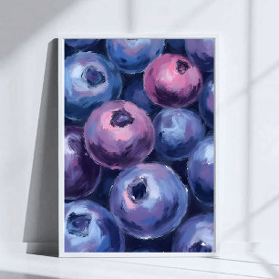 Schöne Blaubeeren   Obstmalerei Poster