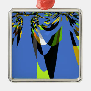 Schöne blaue afrikanische Stammesmotiv-Muster-Kuns Silbernes Ornament