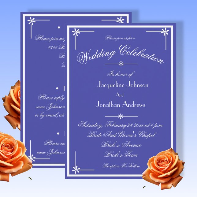Schöne Blaue Alles-in-Einem RSVP-Website Hochzeit Einladung (Beautiful Blue All In One RSVP Wedding Invitation. Add your own details, Website, email etc.  )