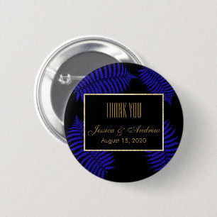 Schöne Blaue Blatt-Bracken-Hochzeit Button