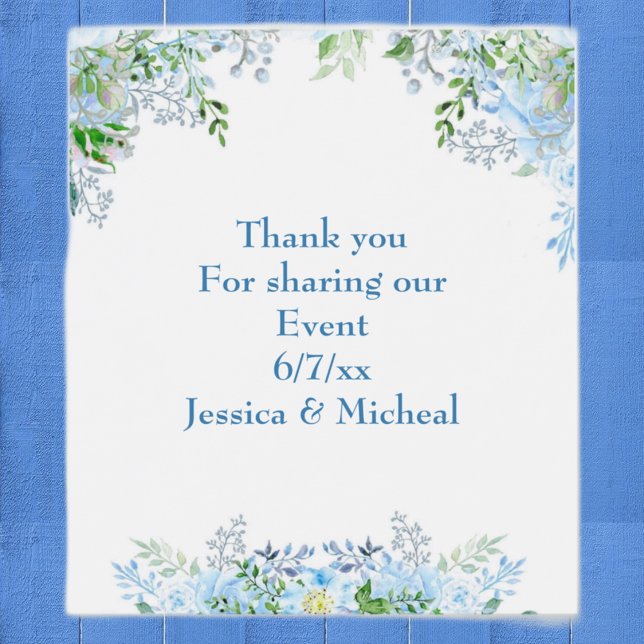 Schöne blaue Blume danke Weinetikett (Von Creator hochgeladen)