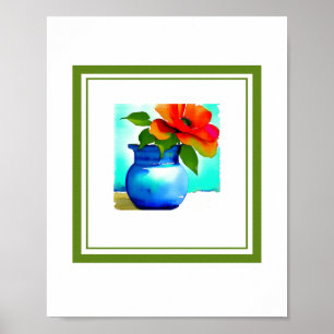 Schöne blaue Blume Vase Rechts Blume Poster