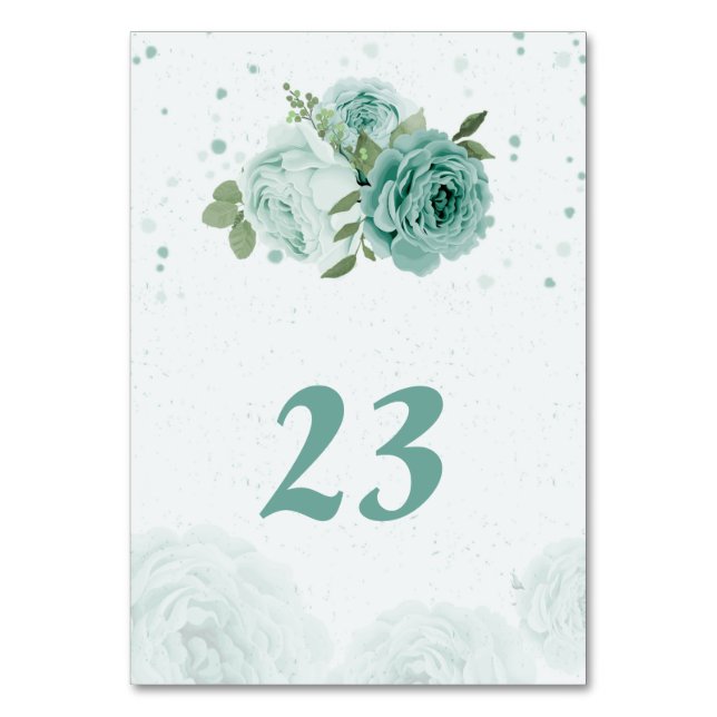 schöne blaue Blumen Botanik Grün Tischnummer (Rückseite)
