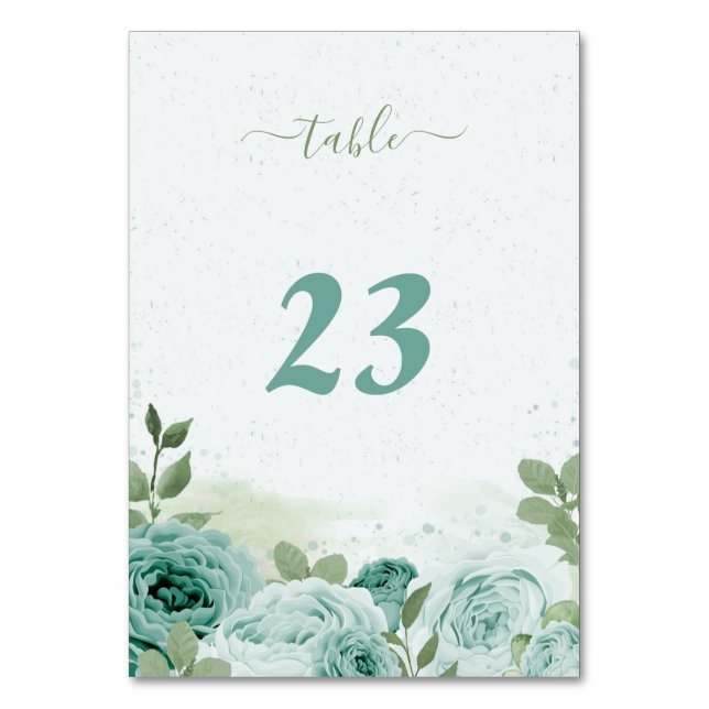 schöne blaue Blumen Grünpflanzen botanisch Tischnummer (Vorderseite)