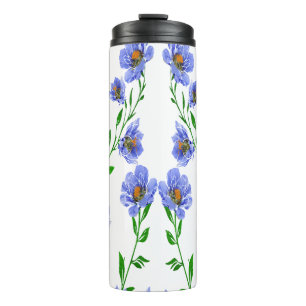 Schöne blaue Blumengestaltung Thermosbecher