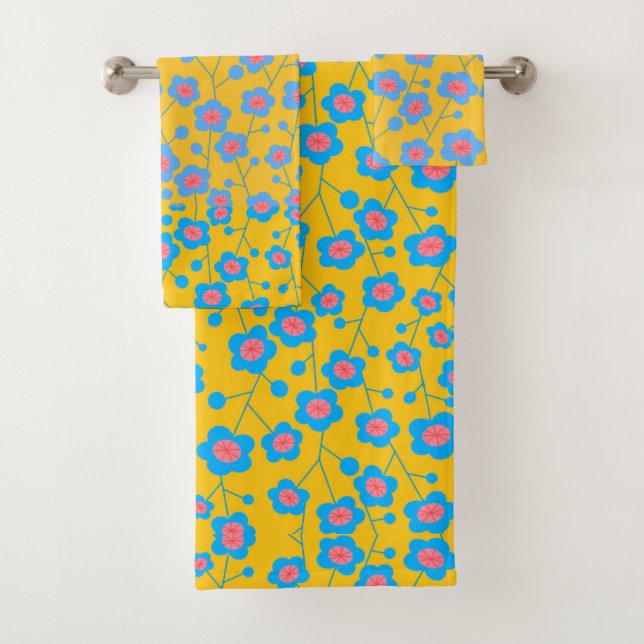 Schöne blaue Blüte Badhandtuch Set (Insitu)