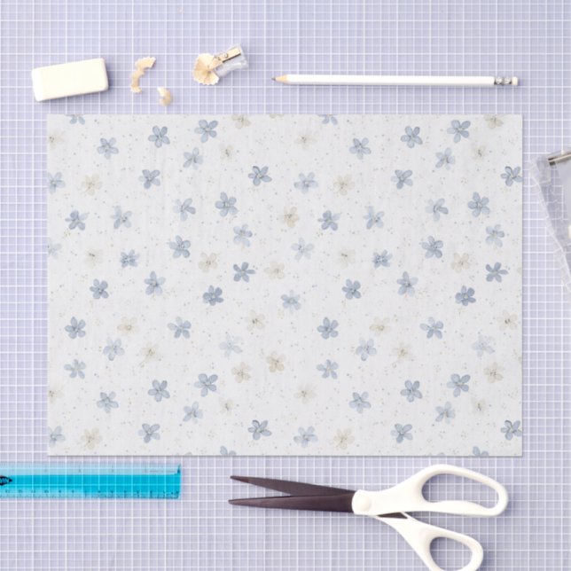 Schöne blaue Creme-Blumen-Geburtstag Seidenpapier (Handwerk)
