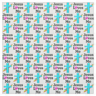SCHÖNE BLAUE CROSS UND RAINBOUR JESUS LIEBEN MICH STOFF