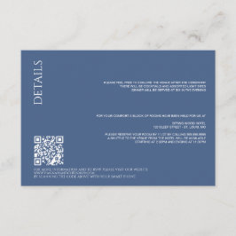 Schöne blaue Details mit QR Code Wedding Begleitkarte