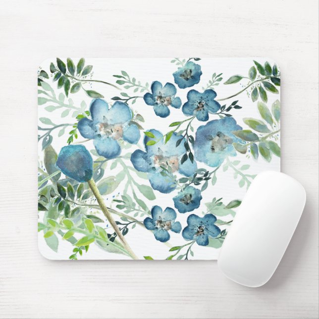 Schöne blaue Elegante Watercolor Grüne Weinkultur  Mousepad (Mit Mouse)