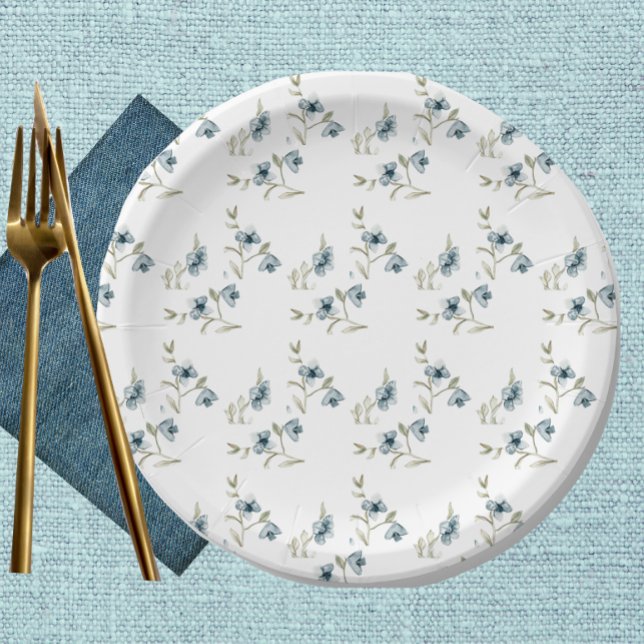 Schöne blaue Flora Französische Elegante Pappteller (Von Creator hochgeladen)