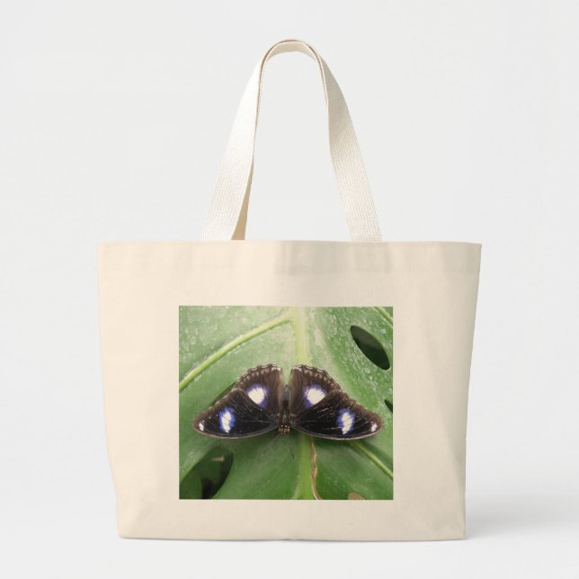 Schöne blaue Gepunktete Schmetterlingstasche Jumbo Stoffbeutel (Vorne)