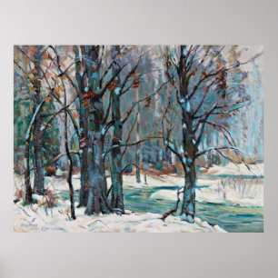 Schöne blaue graue Winterszene Poster