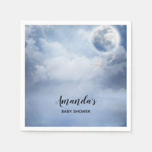 Schöne blaue Himmel mit fliegenden Schwänen Baby S Serviette