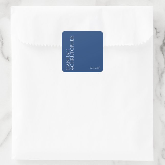 Schöne Blaue Hochzeit Quadratischer Aufkleber (Tasche)