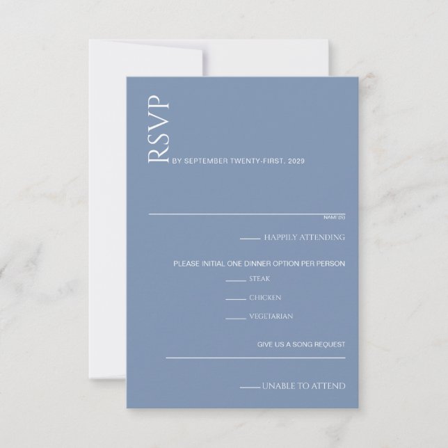 Schöne blaue Hochzeit RSVP Karte (Vorderseite)